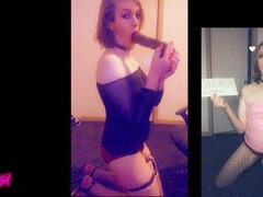 Crossdresser sissy loves giving deepthroat to her BBC toy