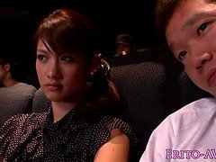 Japanese model gf blowing cock in cinema