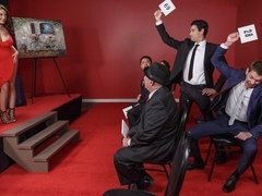 アナル, フェラチオ, 茶髪の, ダブル開発, ドレス, ハードコア, 淫乱熟女, 3p男男女