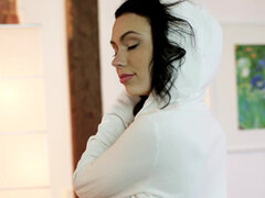 Braunhaarige, Hd, Masturbation, Natürlichen titten, Höschen, Muschi, Dürr, Solo