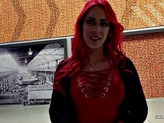 素人, デカパイ, 汚れた　, ドイツ人, ハードコア, 赤毛, タトゥー, オッパイの