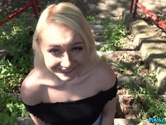 Amateur, Rubia, Europeo, Corridas faciales, Tetas naturales, Al aire libre, Público, Adolescente