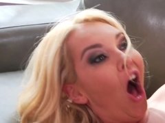 Blonde, Plantureuse, Grossier, Faciale, Masturbation, Chatte, Voyeur, Mouillée