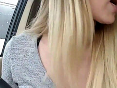 humungous Lactating mammories in the Car with fuck stick