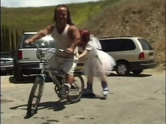 Sexy redhead midget blows and rides her bf's cock