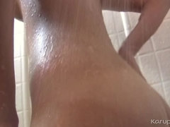 Amateur, Rubia, Afeitado, Ducha, Solo