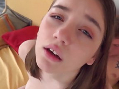 Adorable 18yo gives sensual bj before being hammered