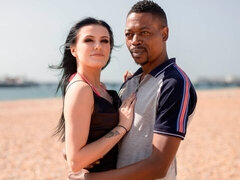 黒人, ブロンド, フェラチオ, チン, バック, 女 人男 人, 剃毛, 三人