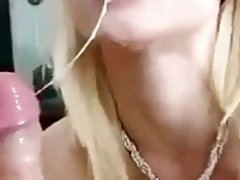 sloppy cum swallow facial blowjob