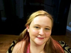 Tubby blonde slut practicing her oral skills in a hot vid