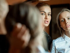 Blond, Vingeren, Lesbisch, Likken, Kut duiken, Russisch, Geschoren, Tieten likken