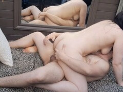 Watching my neighbor worship my feet until he's ready, then I bounce on him until we both explode