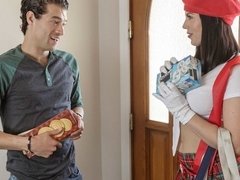 デカパイ, フェラチオ, 茶髪の, チン, 手コキする, キス, 淫乱熟女, オッパイの