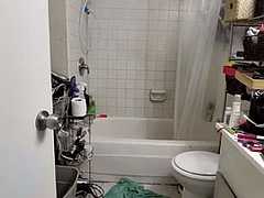 Dildo, Oma, Behaart, Latina, Masturbation, Muschi, Dusche