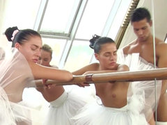 Three horny teens Cayla Lyons, Evelyn and Vinna Reed get schooled by the hung teacher