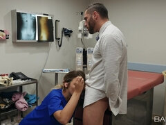 美女, フェラチオ, 巨乳な, イマラチオ, なめる, オフィス, オマンコ, オッパイの