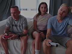 Schönheit, Blasen, Freund, Braunhaarige, Handjob, Masturbation, Russisch, Ehefrau