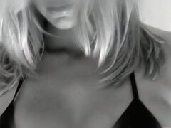 Busty blindfolded blonde cums from active masturbation