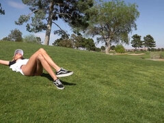 Golfing with Busty Blonde Slut - Public Outdoor sex