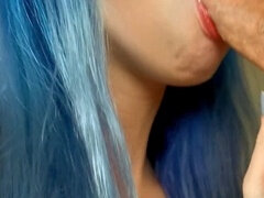 Fellate, cougar, blue hair