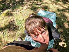 Alma Sol Catches Horny Gay Dude Fingering His Tight Hole in Public Park Before Pissing on Him and