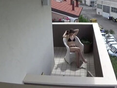 Spying my teen neighbour masturbating on her balcony