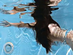 Amazing, Bikini, Brunette, Hungarian, Outdoor, Pool, Public, Tits