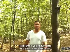 Naughty european teen goes wild on a rich stranger in the park