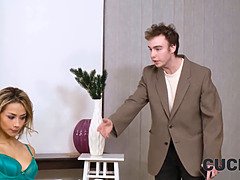 Hotwife Ariel X and her cuckold husband Veronica Leal get caught and fucked in Cuck4K