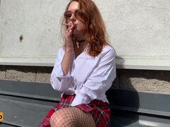 Gorgeous redhead teen blowjob POV xxx perverted video