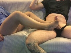 Fishnet stockings, italian amateur, pantyhose footjob
