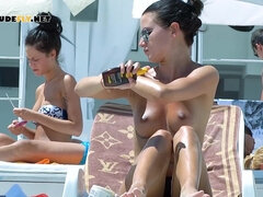 Enthousiasteling, Strand, Gevangen, Schattig, Nudist, Buiten, Roodharige vrouw, Bekijker