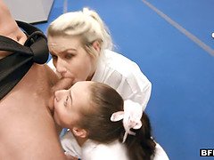 Olivia Grey, Abigail Peach & Bella Rolland take a hardcore pounding with their big tits bouncing