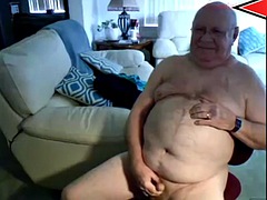 Grandpa cums on webcam