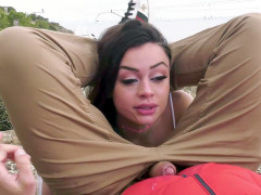 Mamada, Morena, Italiano, Al aire libre, Pov