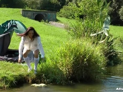 Jeans, Lesbiana, Al aire libre, Mojado