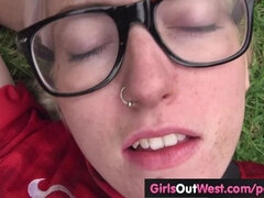 Hairy lesbian soccer player licked after training