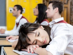 Black dude fucked a young brunette Lana Smalls in the classroom