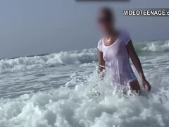 Brunette Naked At Beach