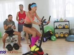 French Brunette Megane Lopez Douple Penetration Threesome On Exercise Bike