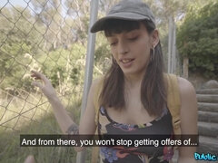 美女, デカパイ, フェラチオ, ラティーナ, お金, アウトドア, スペイン人, オッパイの