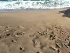 Enthousiasteling, Strand, Handbeurt, Hd, Gezichtspunt, Zwanger, Mager, Tieten likken