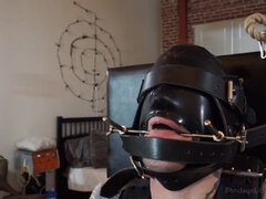 BDSM video of a tied dude that loves being all locked up