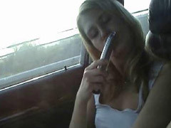 Horny MILF Dildo Banging In The Passenger Seat