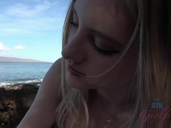 Plage, Bikini, Sucer une bite, Petite amie, De plein air, Pov, Public, Mouillée