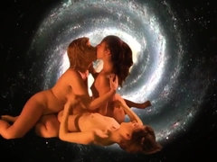 ブロンド, 茶髪の, レズビアン, ソフトコア, 三人