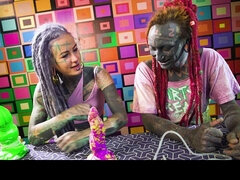 Couple, Gode, Grossier, Fétiche, Hd, Tatouage, Nénés, Jouets
