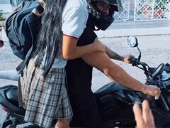 Young petite Latina girl enjoys passionate sex with stepbrother in schoolgirl uniform