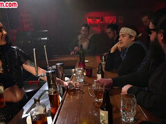 Bukkake DP submissive babe gangbanged in domination