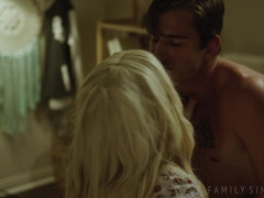 Schlafzimmer, Blondine, Braunhaarige, Familie, Würgen, Küssen, Zierlich, Rau